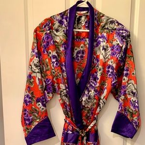 Colorful Red & Purple Silky Robe